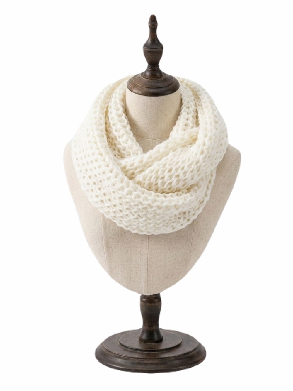 H&M Divided Soft Pointelle Knit White Cream Buttery Soft Infinity Scarf